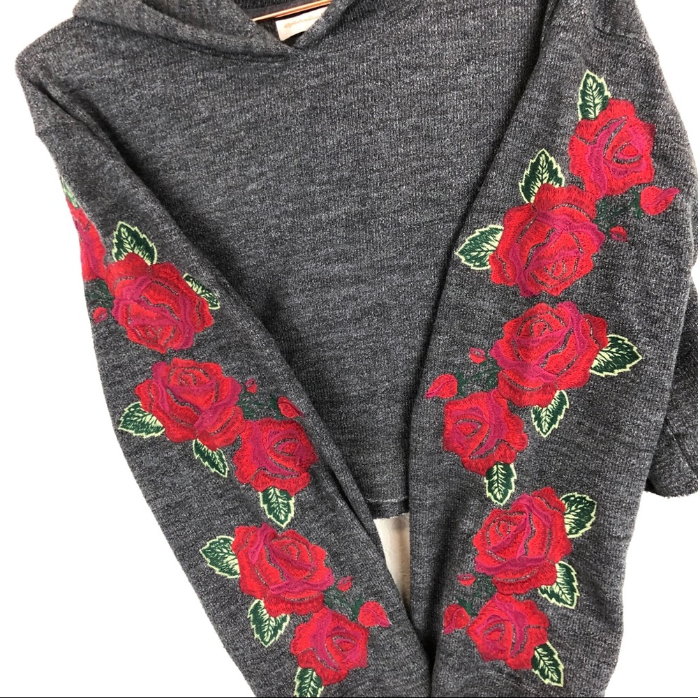 Spiritual Gangster Embroidered Rose Night Hoodie - Picture 6 of 7